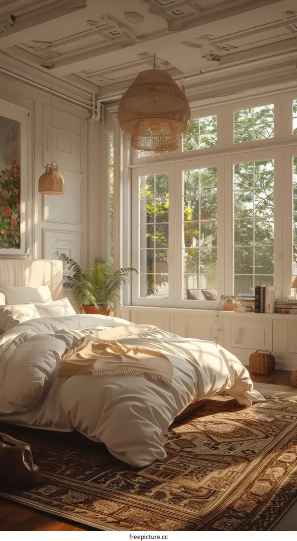 Elegant Vintage Bedroom with Natural Light