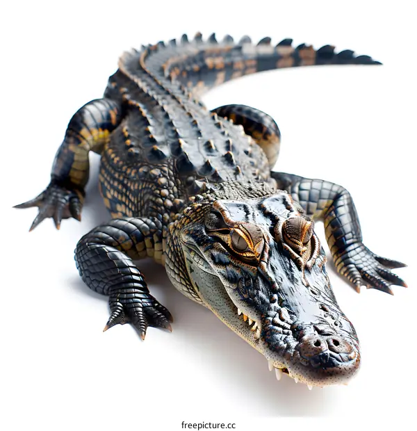 American Alligator on White Background