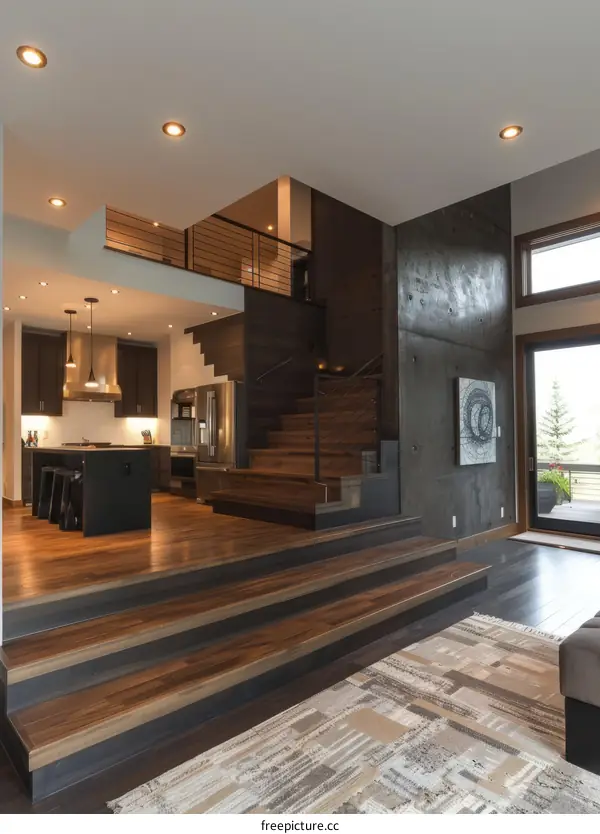 Two-story House Interior with Open Floor Plan