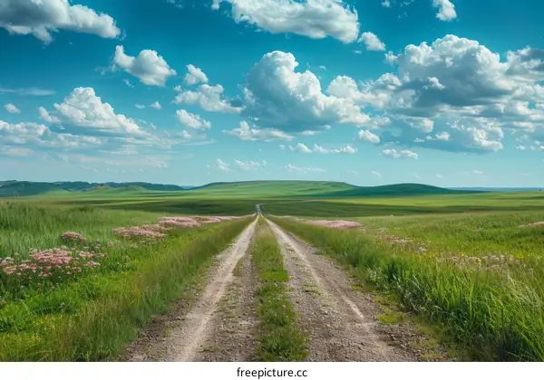 Vast Sky Over a Prairie Road