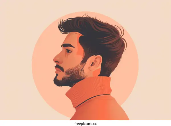 Portrait of a Bearded Man in a Turtleneck Sweater