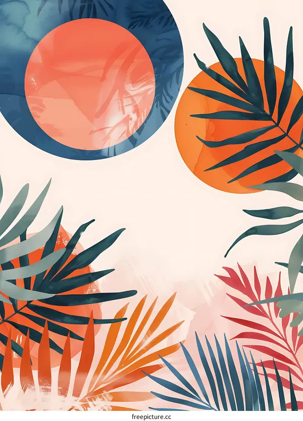 Tropical Watercolor Abstract Background