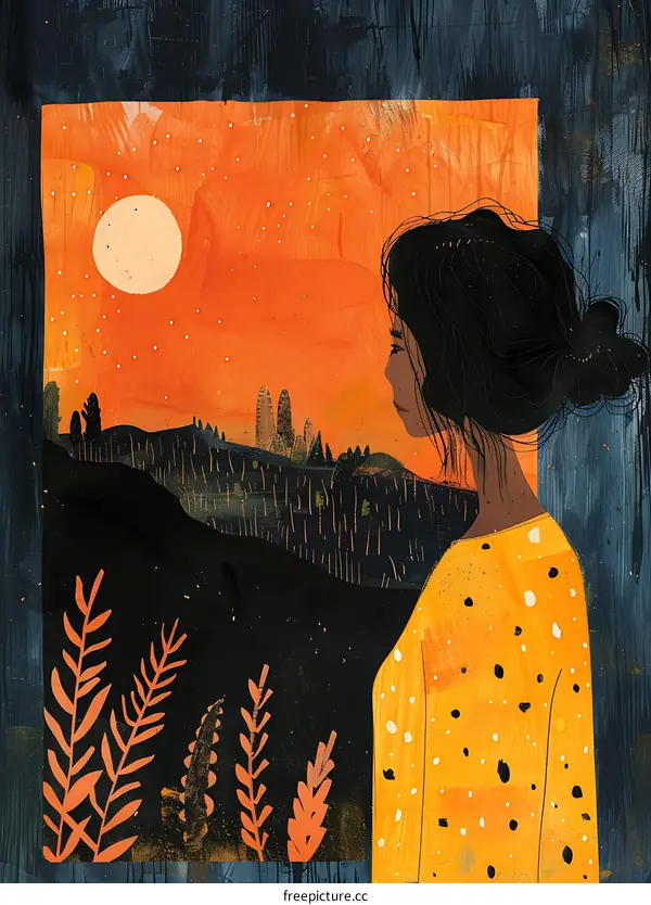 girl looking at the night sky