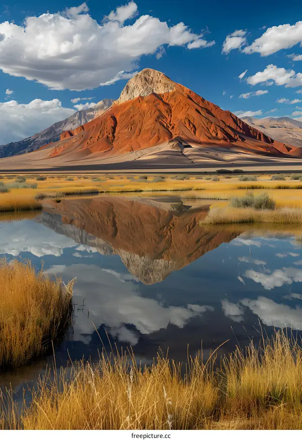 Red Mountain Reflection in Water