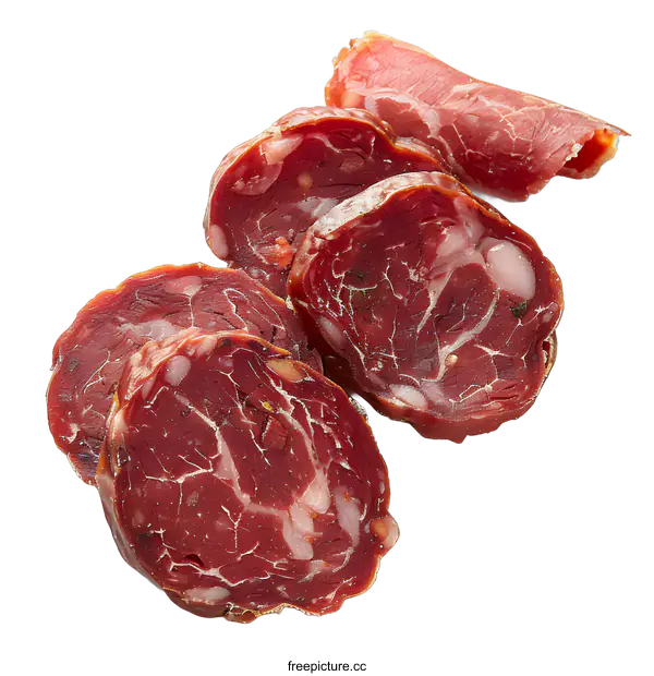 [Transparent Background PNG]Sliced Dried Meat on White Background