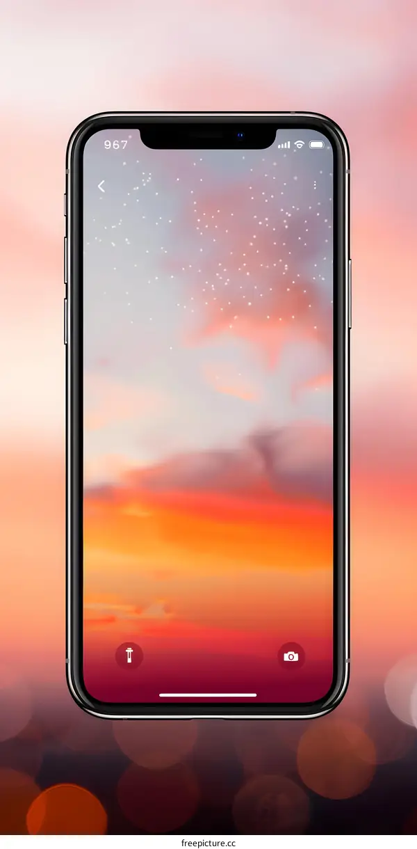Smartphone Screen with Sunset Sky Wallpaper