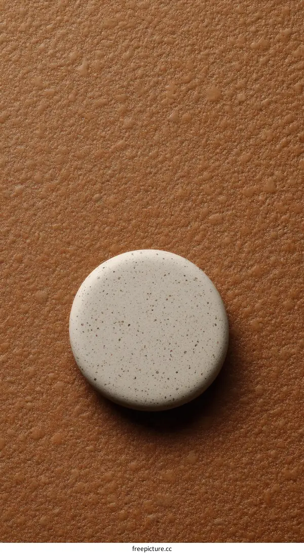 Cream-Colored Circle Object on Tan Background
