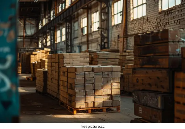 Boxes and crates in a warehouse