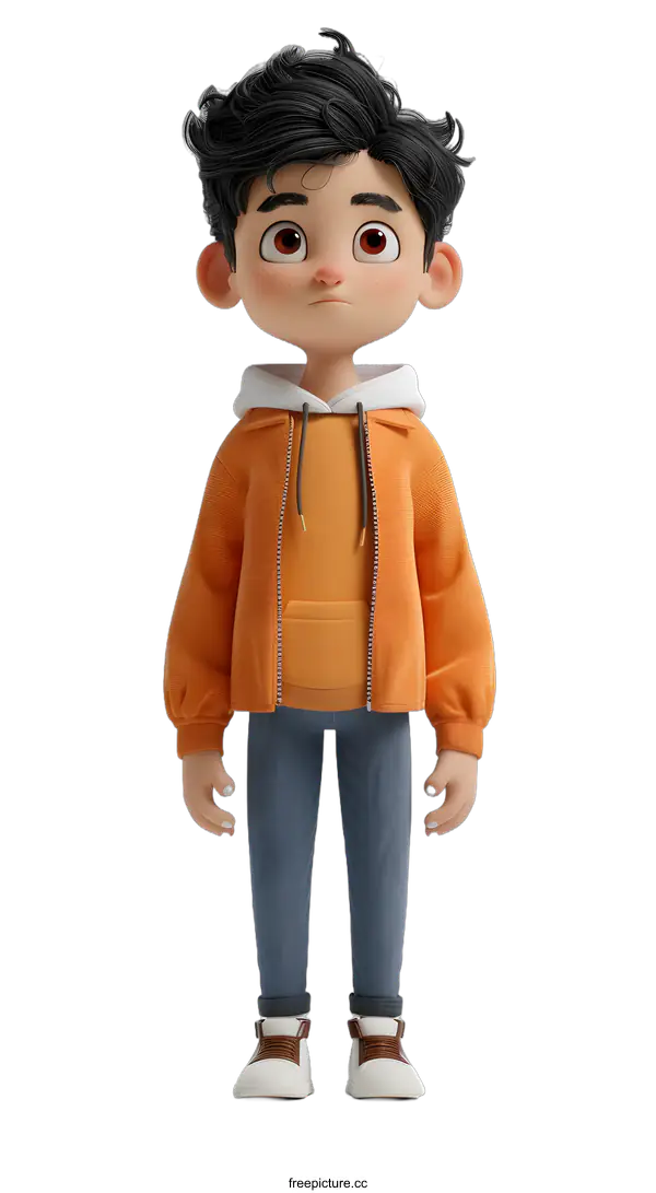 [Transparent Background PNG]3D rendering of a cute cartoon boy