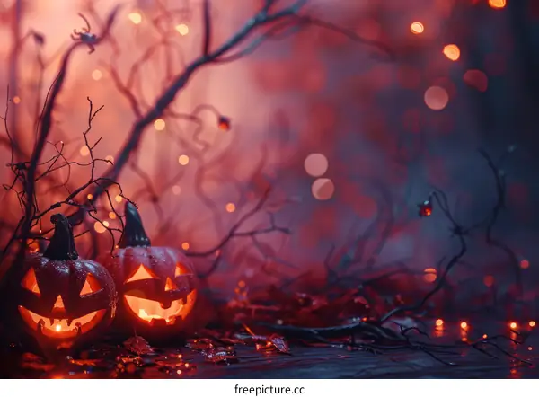 Spooky Halloween Pumpkins with Creepy Background