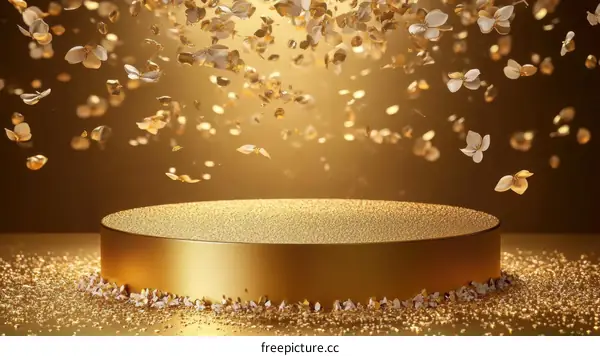 Golden Floral Display Podium