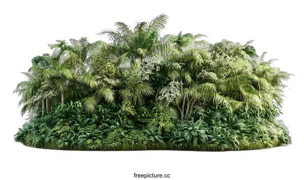[Transparent Background PNG]Tropical Green Foliage with Lush Plants