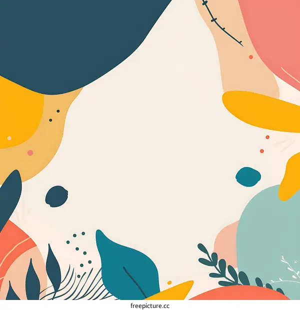 Abstract Watercolor Illustration with Floral Design