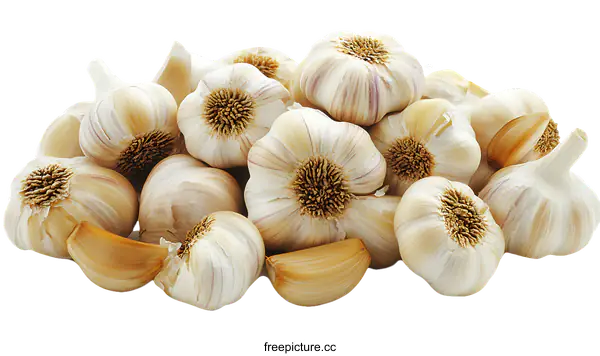 [Transparent Background PNG]Fresh Garlic Heads in a Pile