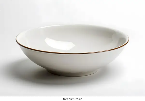 White ceramic bowl with brown rim
