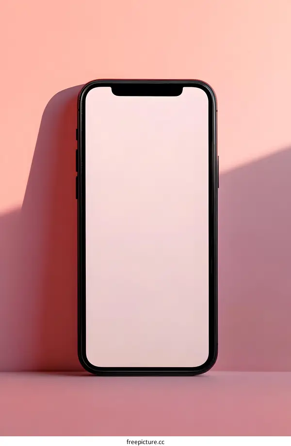 Black Smartphone Mockup on Pink Background