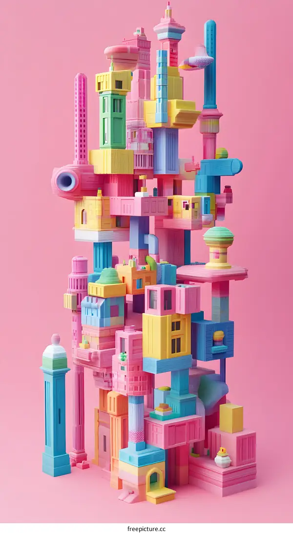 Colorful Abstract Building Blocks Cityscape