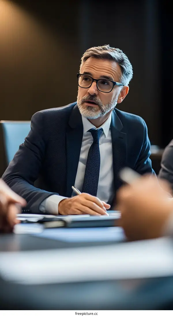 Businessman in Meeting Taking Notes