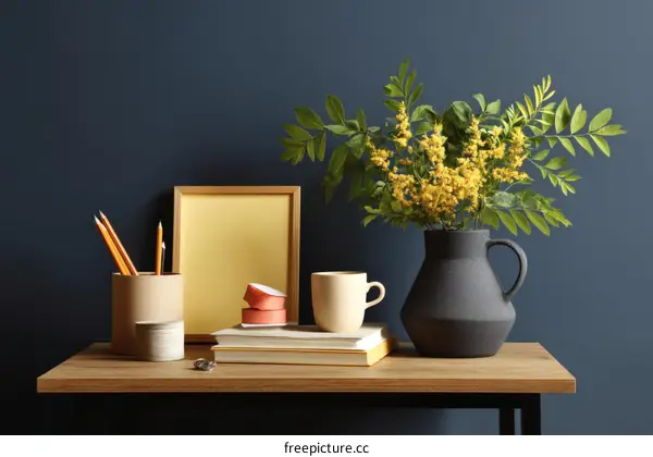 Stylish Home Decor Arrangement on Wooden Table