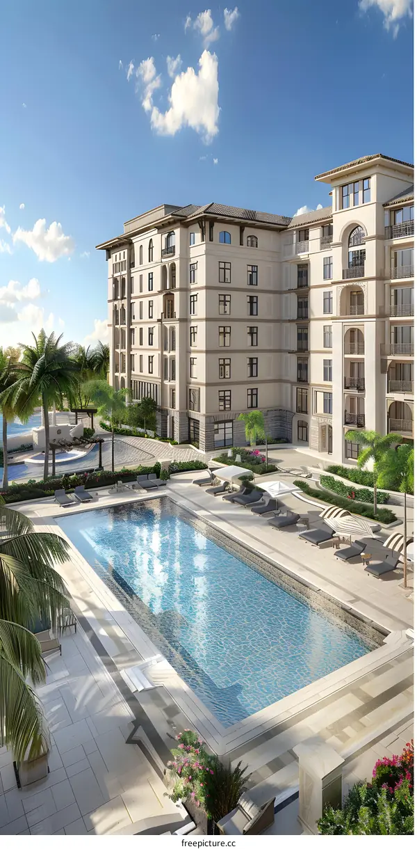 Luxury Resort with Swimming Pool and Palm Trees