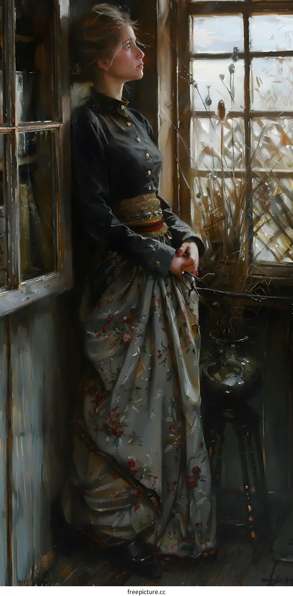 Portrait of a Lady Standing by a Window