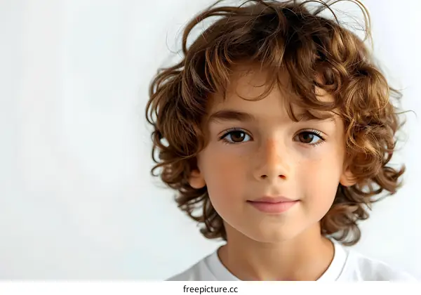 Portrait of a boy with brown hair and freckles
