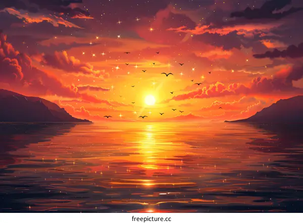 Sunset Over the Ocean