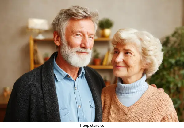 Elderly Couple Sharing a Warm Moment