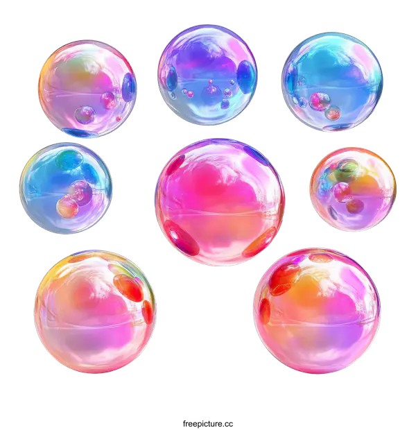 [Transparent Background PNG]Colorful Abstract Soap Bubbles