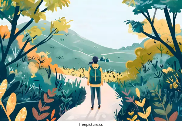 Woman Standing On A Path In A Forest