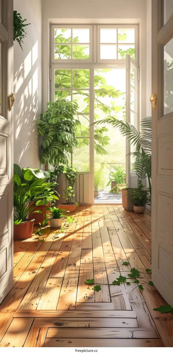 Indoor plants in a sunlit room
