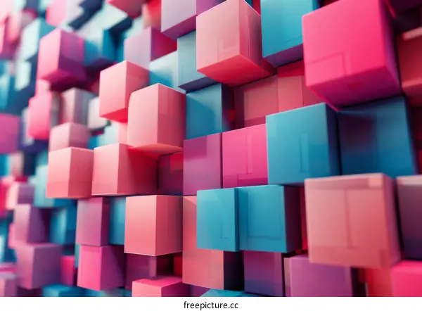 Colorful 3D Geometric Cubes Design