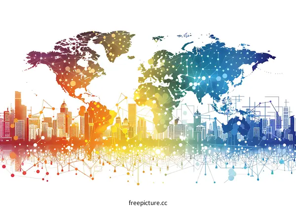 Global Network and City Skyline