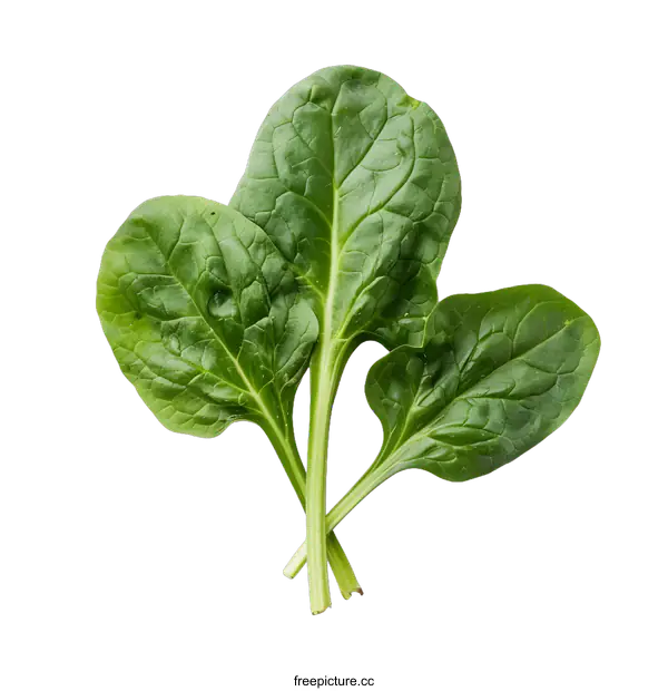 [Transparent Background PNG]Fresh Green Spinach Leaves Isolated on White Background