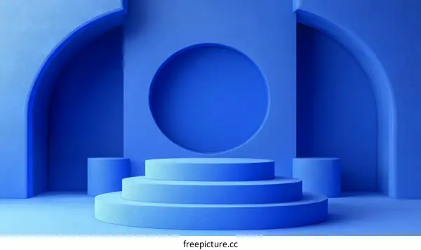 Modern Blue Geometric Product Display Stage