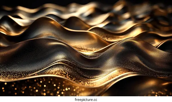 Abstract Golden Waves Texture Design