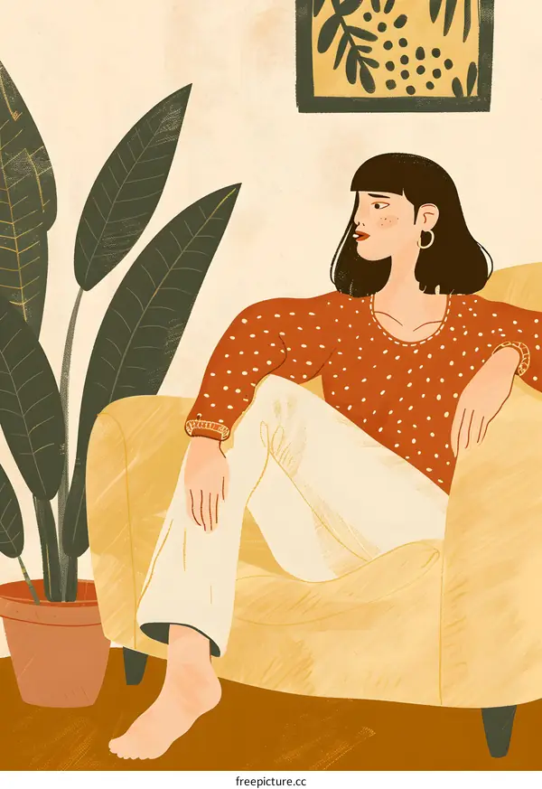 Woman Sitting in Chair Illustration