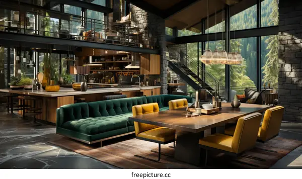 kitchen dining room living room great room