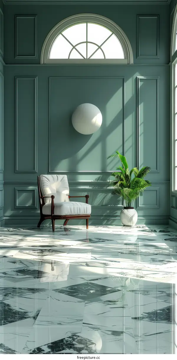 Elegant Green and White Interior Design