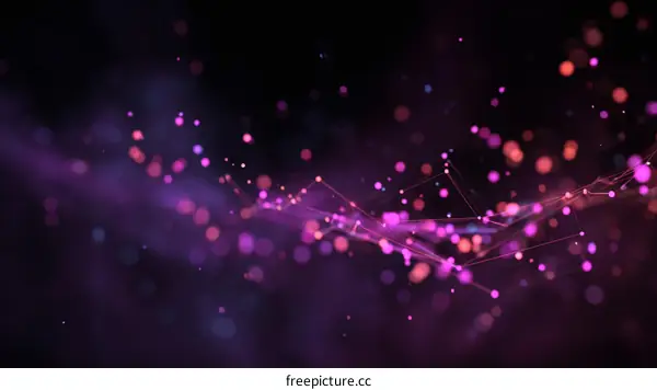 Abstract Digital Network of Colorful Particles
