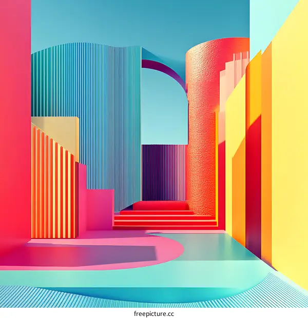 Abstract 3D Colorful Geometric Shapes