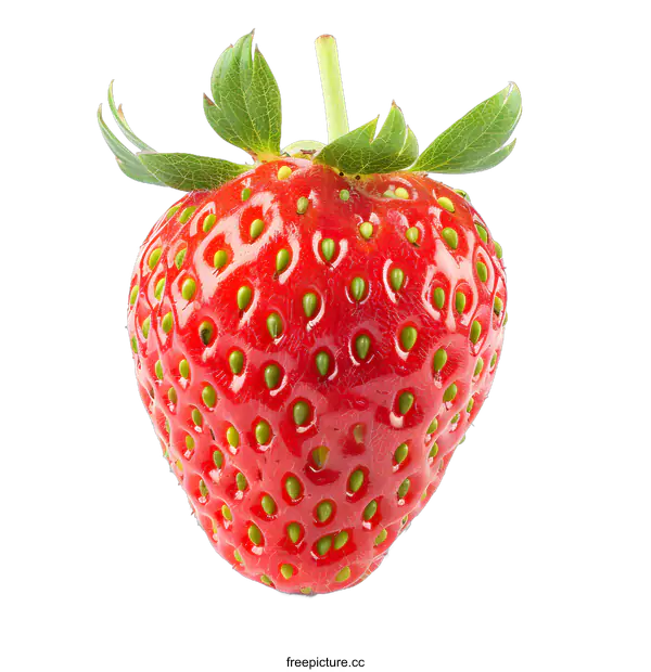 [Transparent Background PNG]Close Up of Red Strawberry with Green Stem
