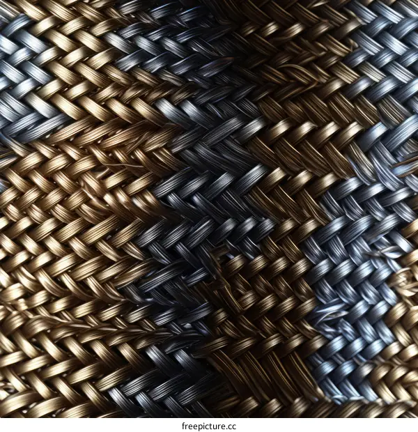 Blue and gold metallic basketweave