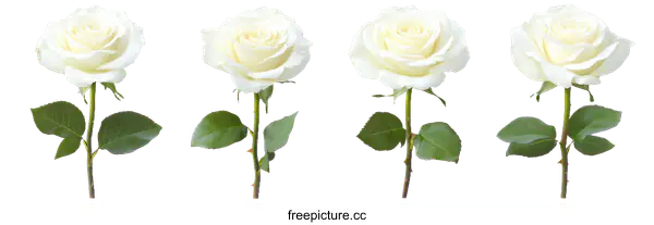 [Transparent Background PNG]Elegant White Roses in a Row