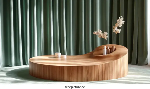 Modern Wooden Round Table with Drapes