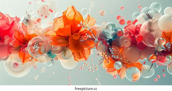 Fantasy flowers and bubbles