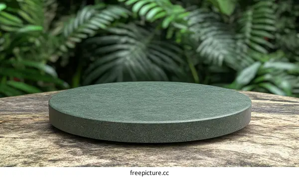 Green Round Display Stand in Nature Background