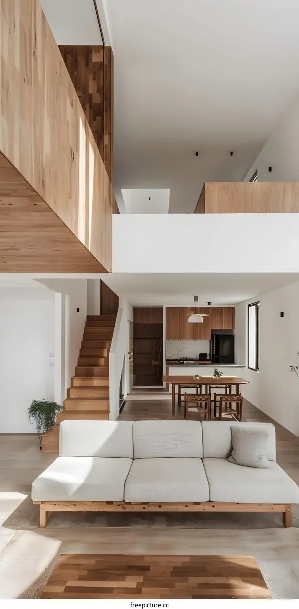 Modern Minimalist Living Room Interior Design With Wooden Flooring