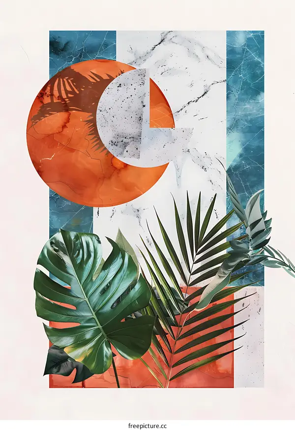 Abstract Tropical Leaves Watercolor Art Print