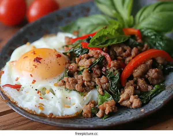 Pad krapow with fried egg